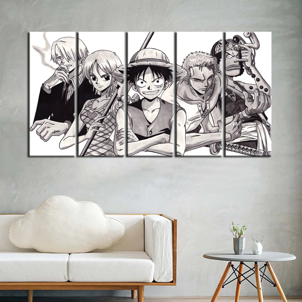 

One Piece Anime Painting Luffy Sanji Zoro Canvas Artwork Wall Cover HD Wallpaper Home Decor Wall Stickers Sofa Background Decor, Multiple colours