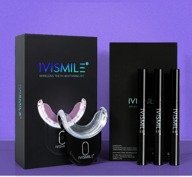 

Wholesale IVISMILE Private Logo 35% Carbamide Peroxide Gel Wireless Teeth Whitening LED Light Kit, Pink, white, available customized