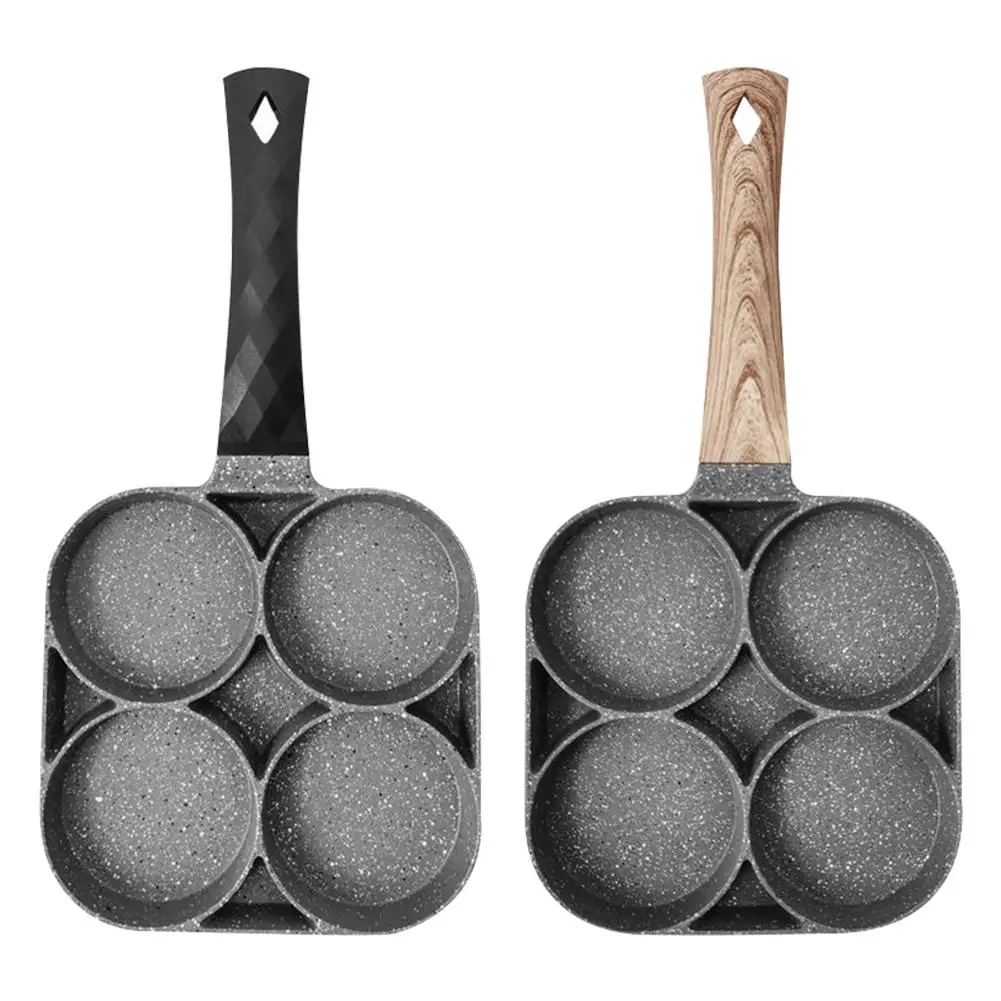 

Four-hole Omelet Pan Fried Egg Pan Non-stick Omelette Pancake Maker Wooden Handle Frying Pot Cooking Breakfast Grill Pan