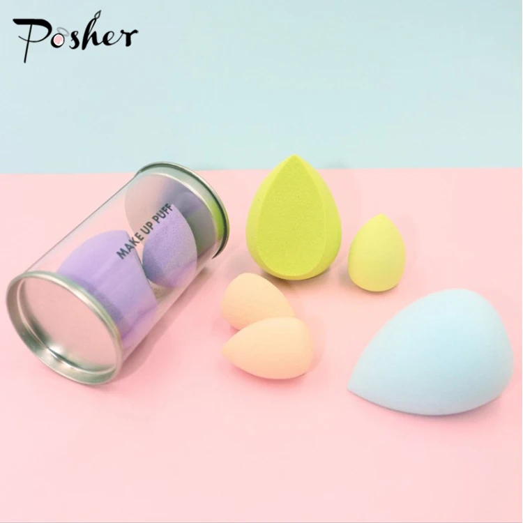 OEM custom logo private label 2 different size Makeup sponge set with Transparent plastic cylinder
