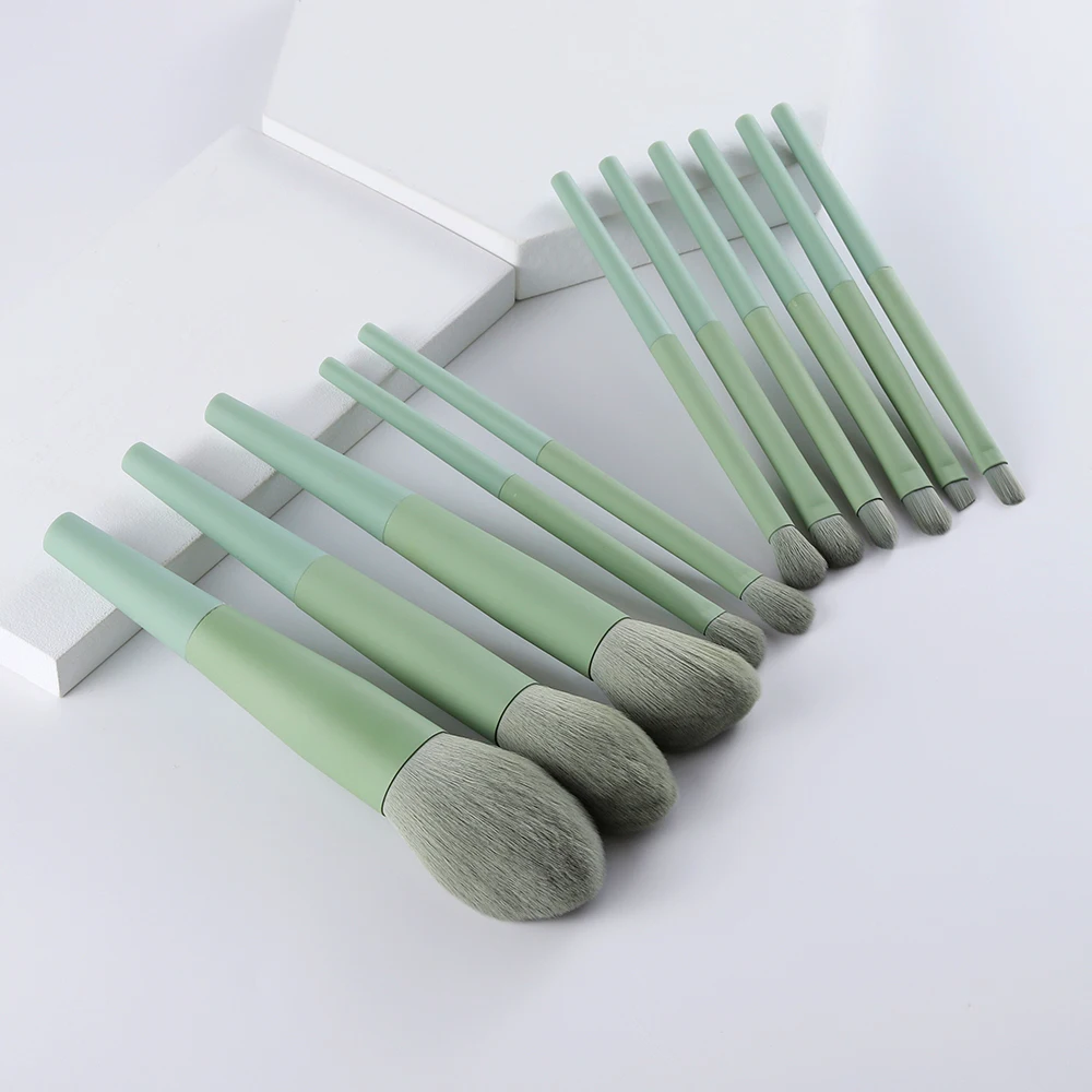 

Foundation Powder Eyeshadow Eyebrow Cosmetic Tool Profesional Natural Hair Green Makeup Brushes Maquillaje, Customized color