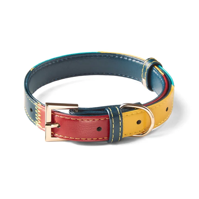 

UFBemo Fashion Design PU Large Dog Splicing Leather Luxury Pet Collar Dog Collar