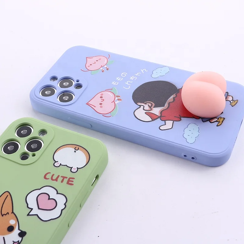 

Factory Price Squishy Dog Butt Stress Relief Soft Silicone Phone Case For Iphone 7-12,For Cute Iphone Case, 2 colors