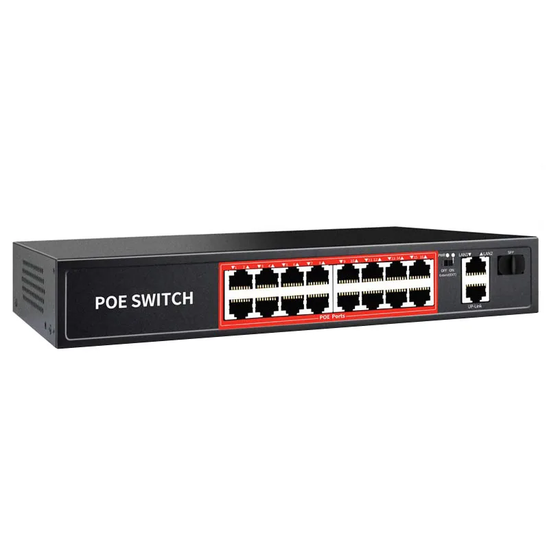 

OEM/ODM PoE Switch with 16 POE Ports +2 Gigabit Uplink,1 x 1G SFP,802.3af/at, 240W , Extend to 250M