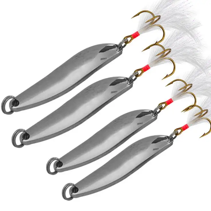 

Metal Spinner Spoon Fishing Tackle Bass Lures Hard Baits Sequin Noise Paillette Feather Treble Hook Fish Tackle 5/7/13/18/21g, See details