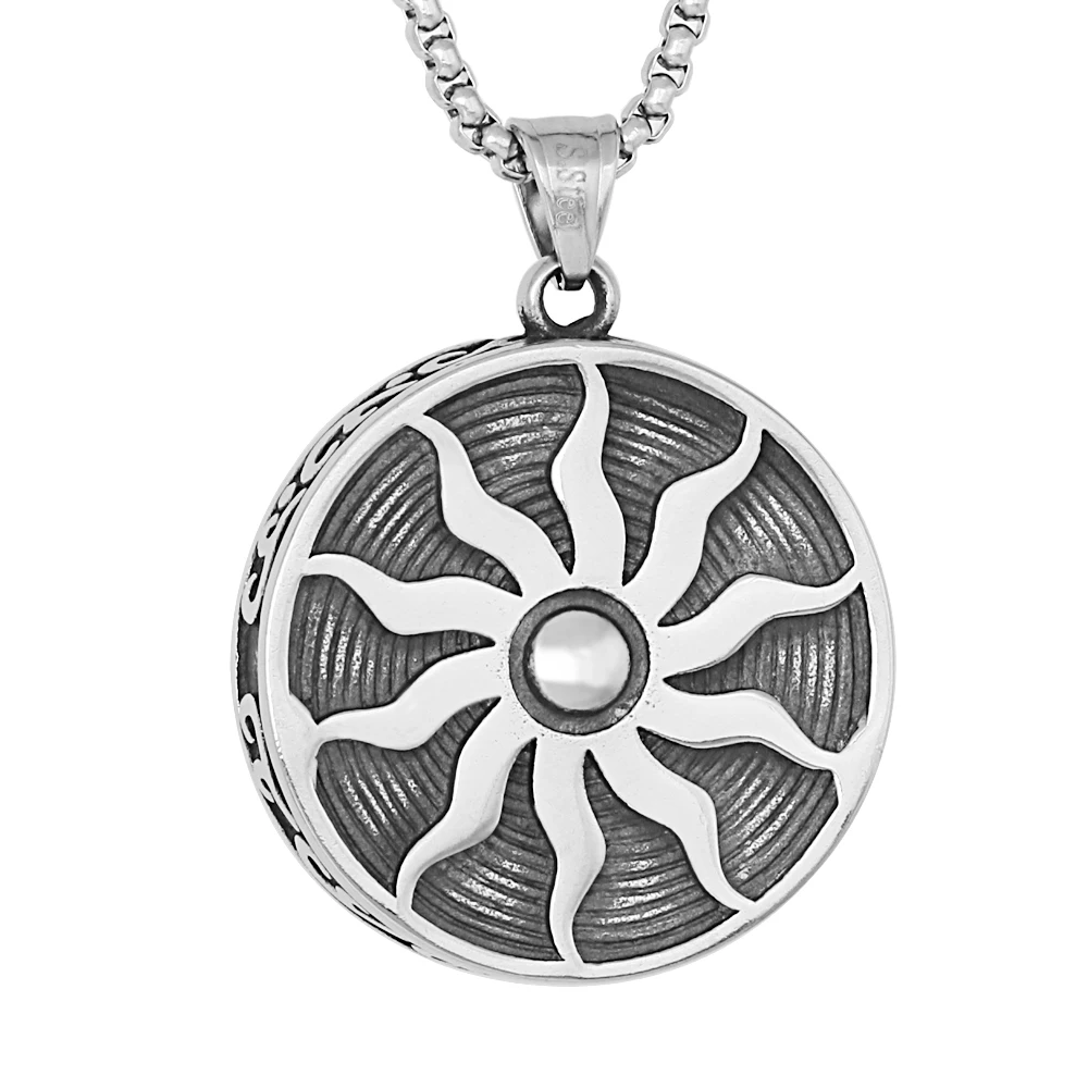 

New Arrival Vintage Apollo Amulet Jewelry Round Shape Stainless Steel Sun Design Pendant For Men Women Fashion Necklace