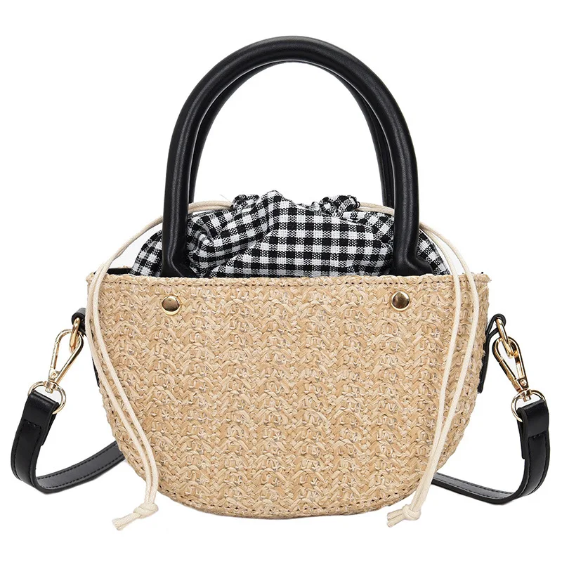 

Handwoven rattan bags summer crossbody straw beach shoulder bag for womens shoulder handbag for beach travel, Customizable