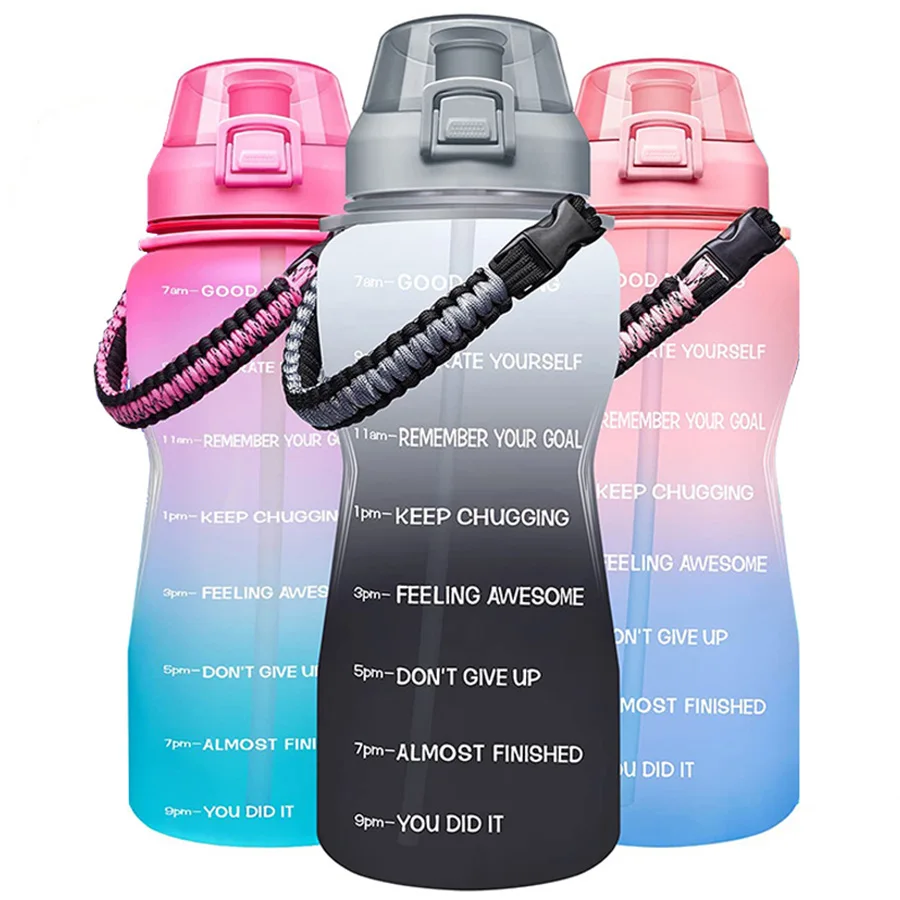 

High Quality Tritan 64oz Motivational Large Capacity Water Bottle With Straw Time Marker Leakproof Bpa Free Big Water Jug, Customized color