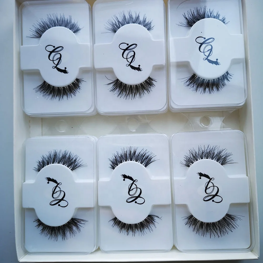 

Private label top quality natural soft wispy 747 false human hair strip 3D eyelashes 100%