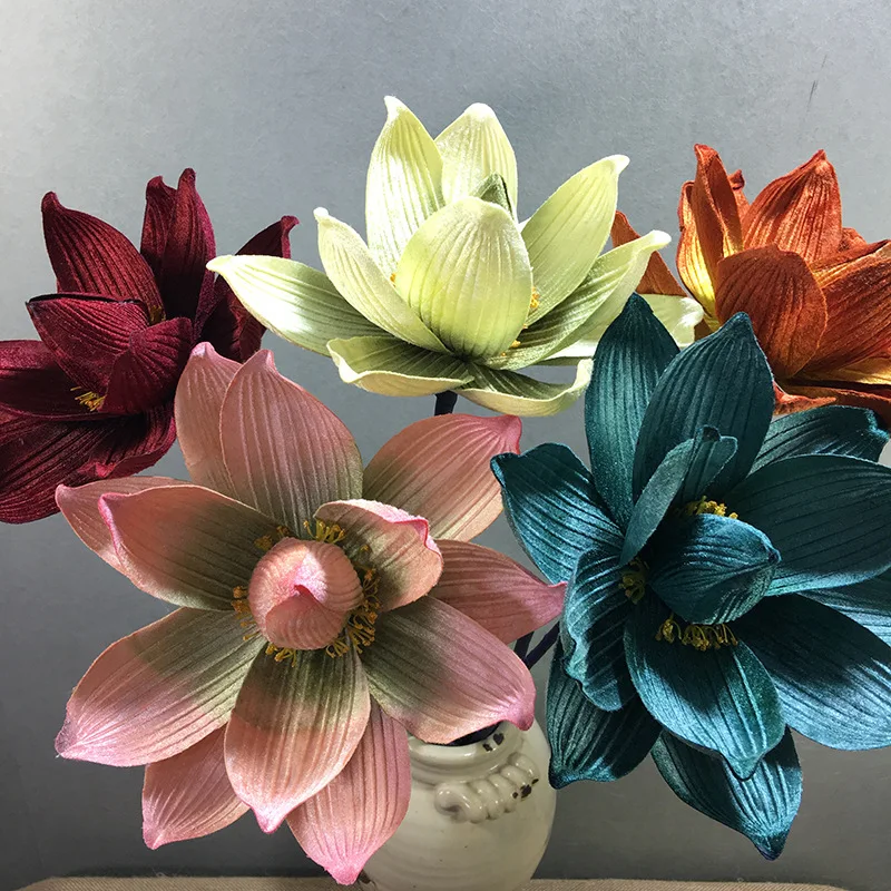 Artificial Lotus Flower Feel Real Artificial Flowers With Long Stem