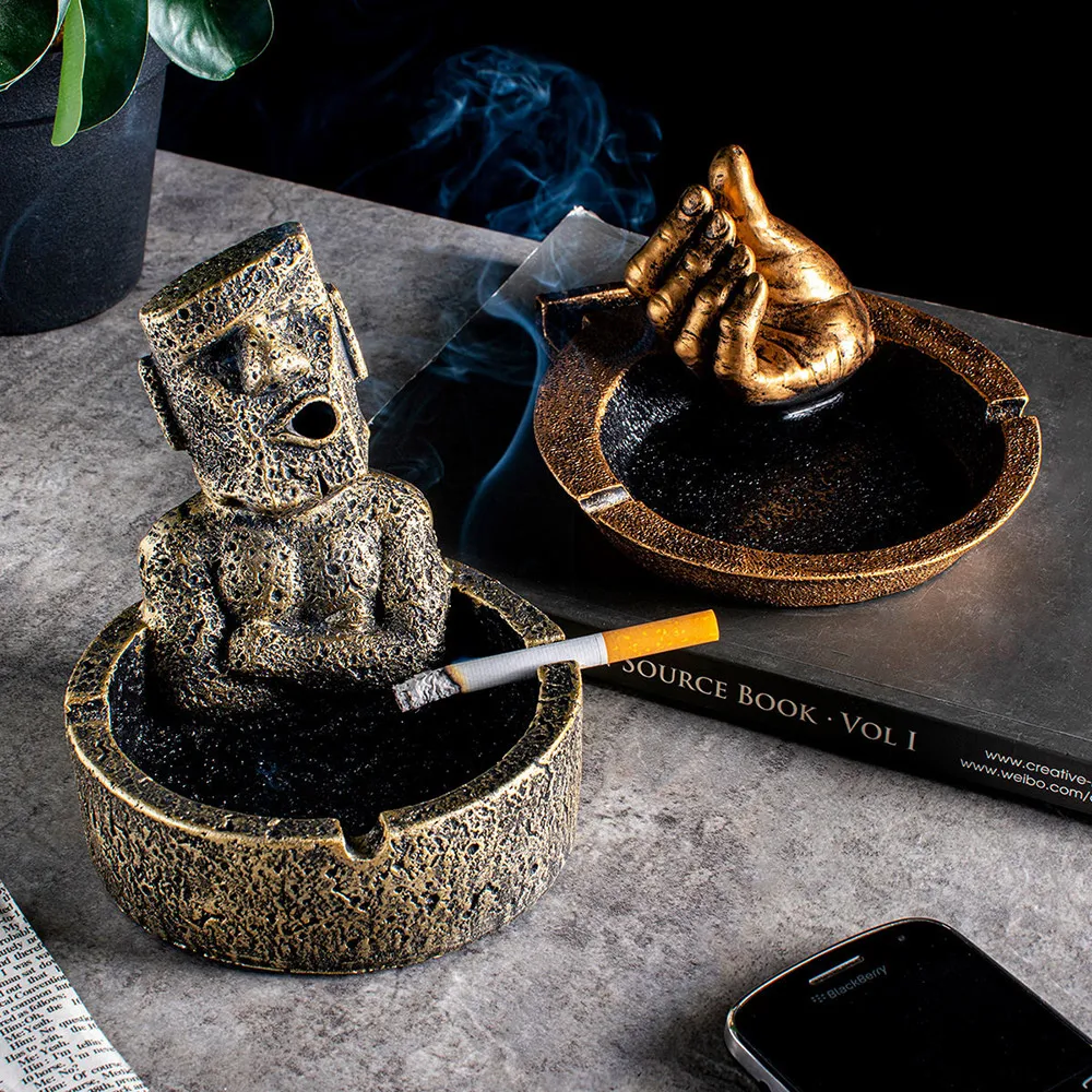 

Unique Finger Character Model Portable Ashtray Stone Craft Modern Home Decoration Accessories Desk Living Room Decoration Gifts