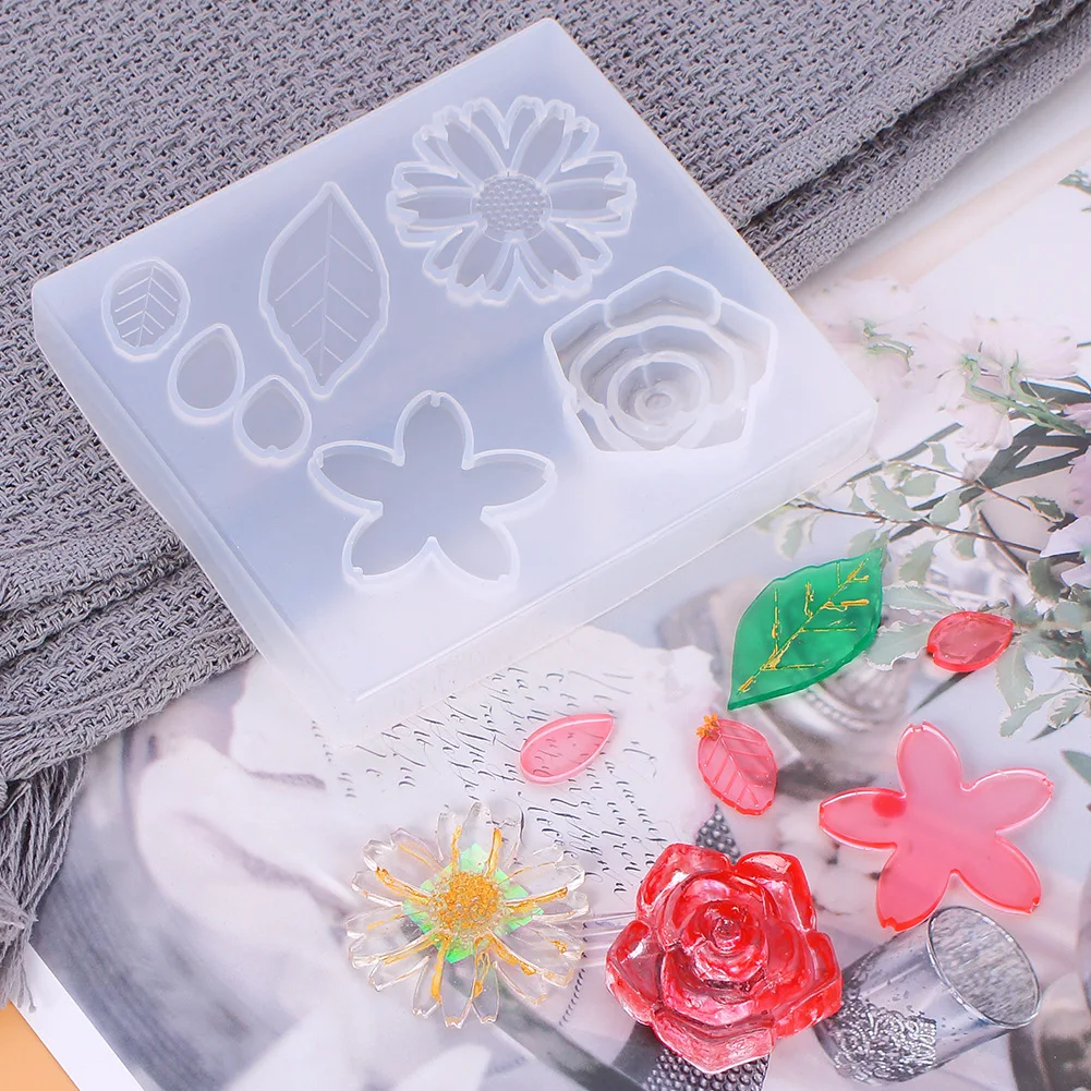 

Crystal Epoxy Mold Flowers Leaf Plant Shape Fondant Cake Silicone Mold Peony Pastry Baking Decoration Craft Tools Accessories