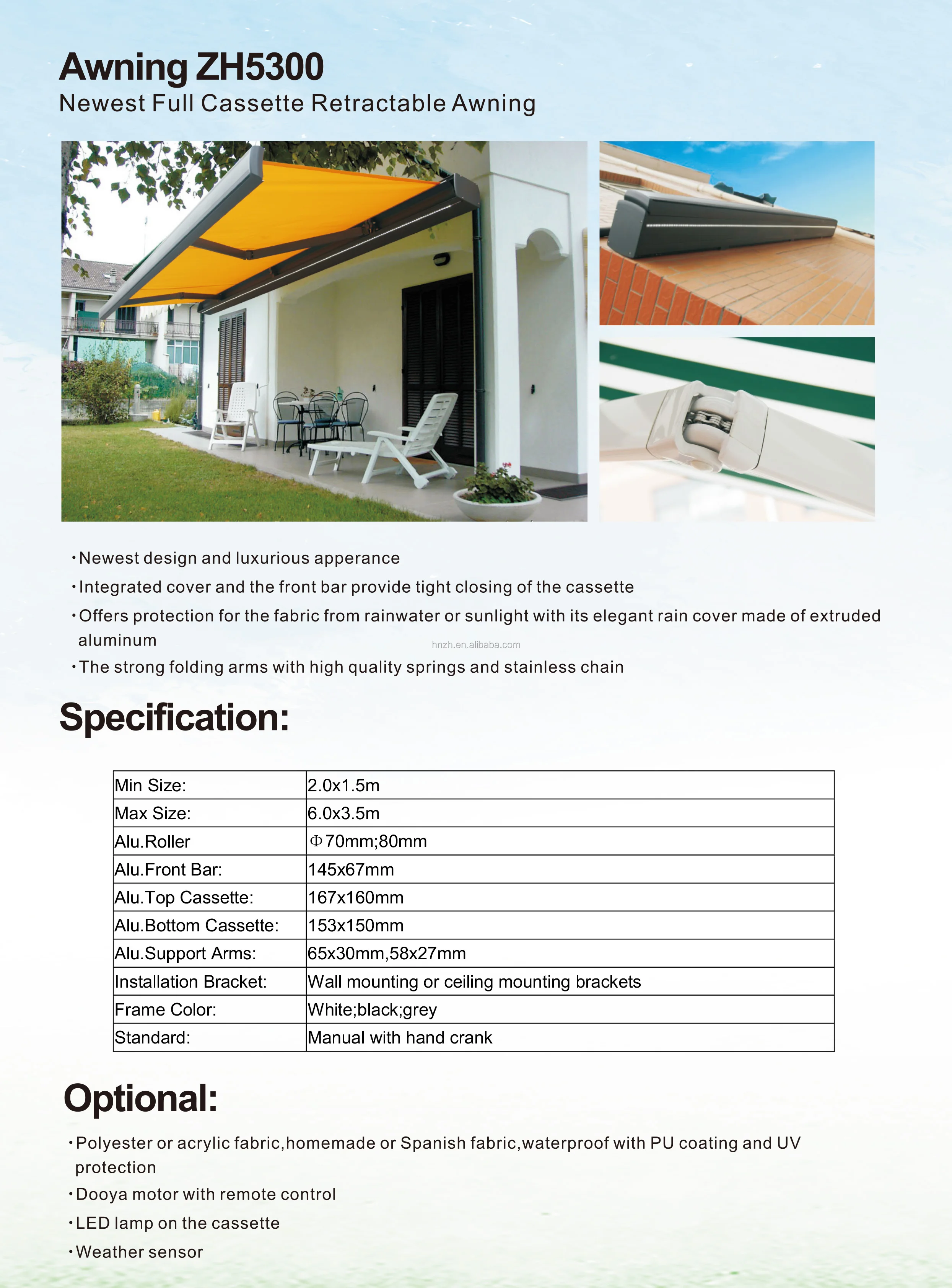 Professional Electrical Canopy Awning Motorised Awnings For Garden With ...