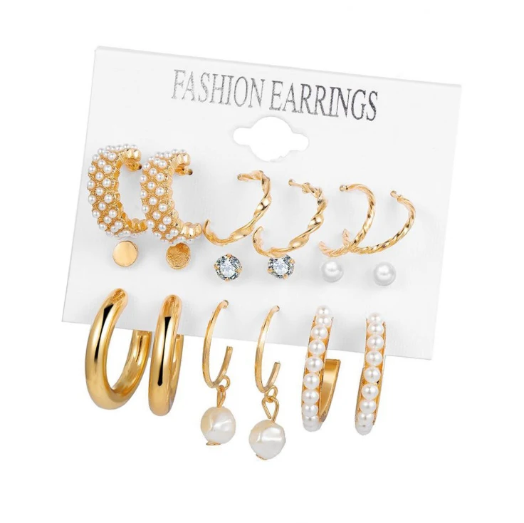 

Fashion Pearl Hoop Earrings Set For Women 2022 Trend Gold Circle Hoop Earrings, Picture