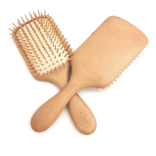 

Hot-selling Custom Logo Eco-friendly Massage Bamboo Paddle Cushion Hair Brush, Customized color