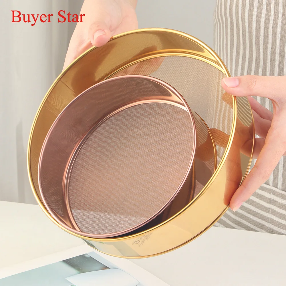 

Customizable Stainless steel Tray sieve screen mesh for flour sieve, Silver,gold,rose gold,rainbow