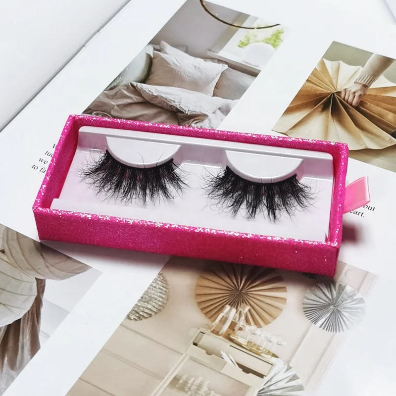 

Wholesale Eyelashes Mink Custom Logo 5D Eyelashes Natural 25mm Mink Eyelashes