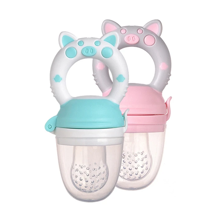 

Pig Style Baby Fruit Vegetable Feeding Pacifier Training Baby Eat Silicone Food Feeder, Green/blue/pink