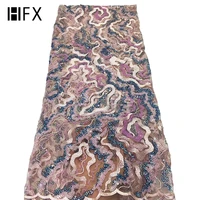 

HFX Party Dress Multi Color Lace African Sequin High Quality Tulle Embroidery French Mesh Lace Fabric