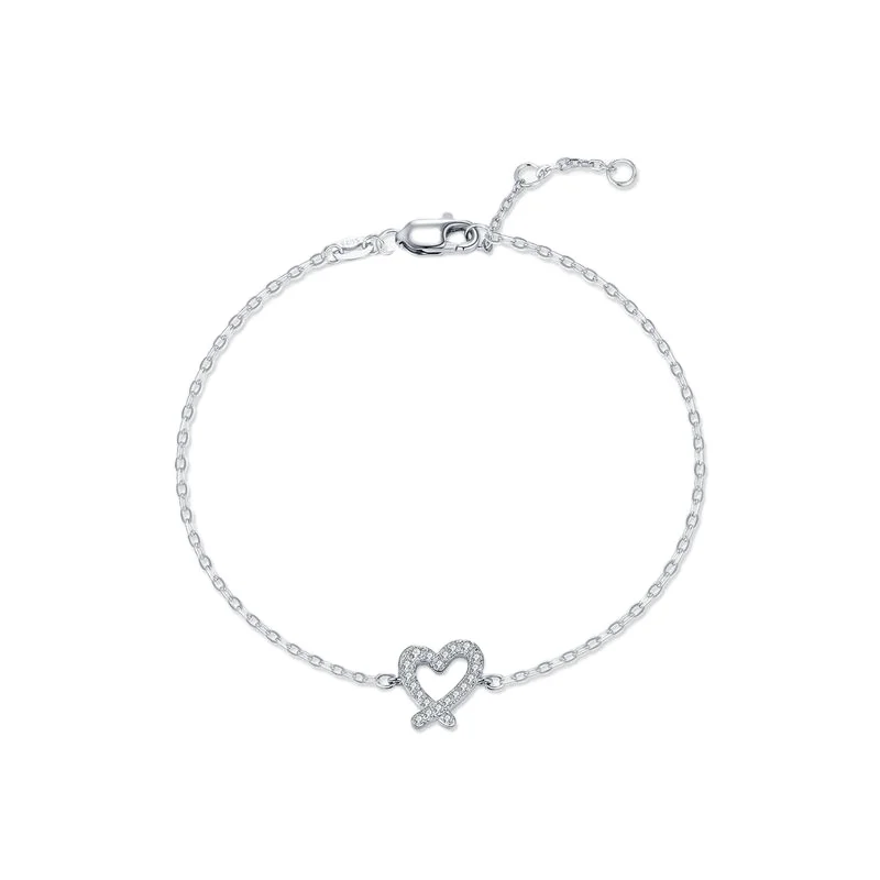 SPJ Manufacturer 925 Sterling Silver Irregular Heart Moissanite Bracelet VVS1 D Color Lab Diamond Sweet Cute Bracelet for Women