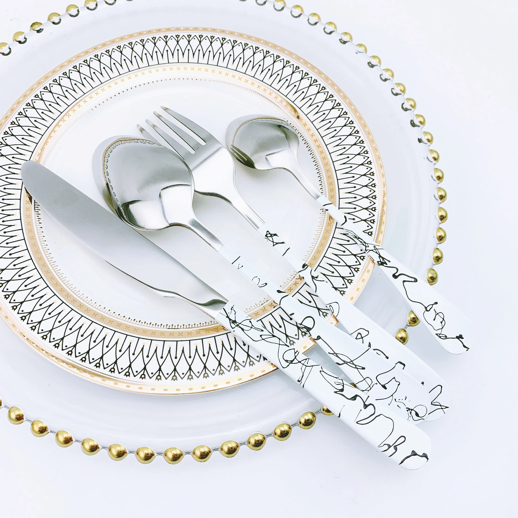 
410 Mirror Silver/white stainless steel Spoon Fork Knife cutlery/flatware/silverware/dinner sets 