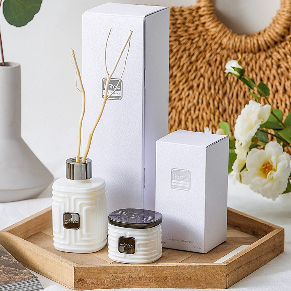 

Wholesale Luxury Private Label Fragrance Aroma Reed Diffusers and Scented Candle Gift Set