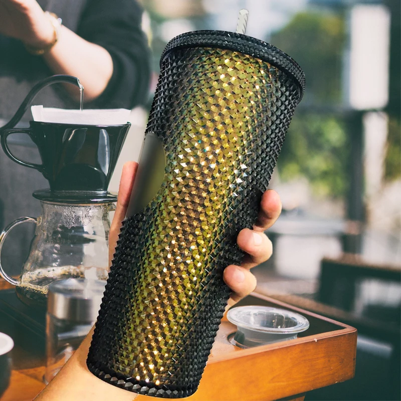 

2021 Holiday 24oz Purple Red Matte Studded Diamond Grid mug tumber