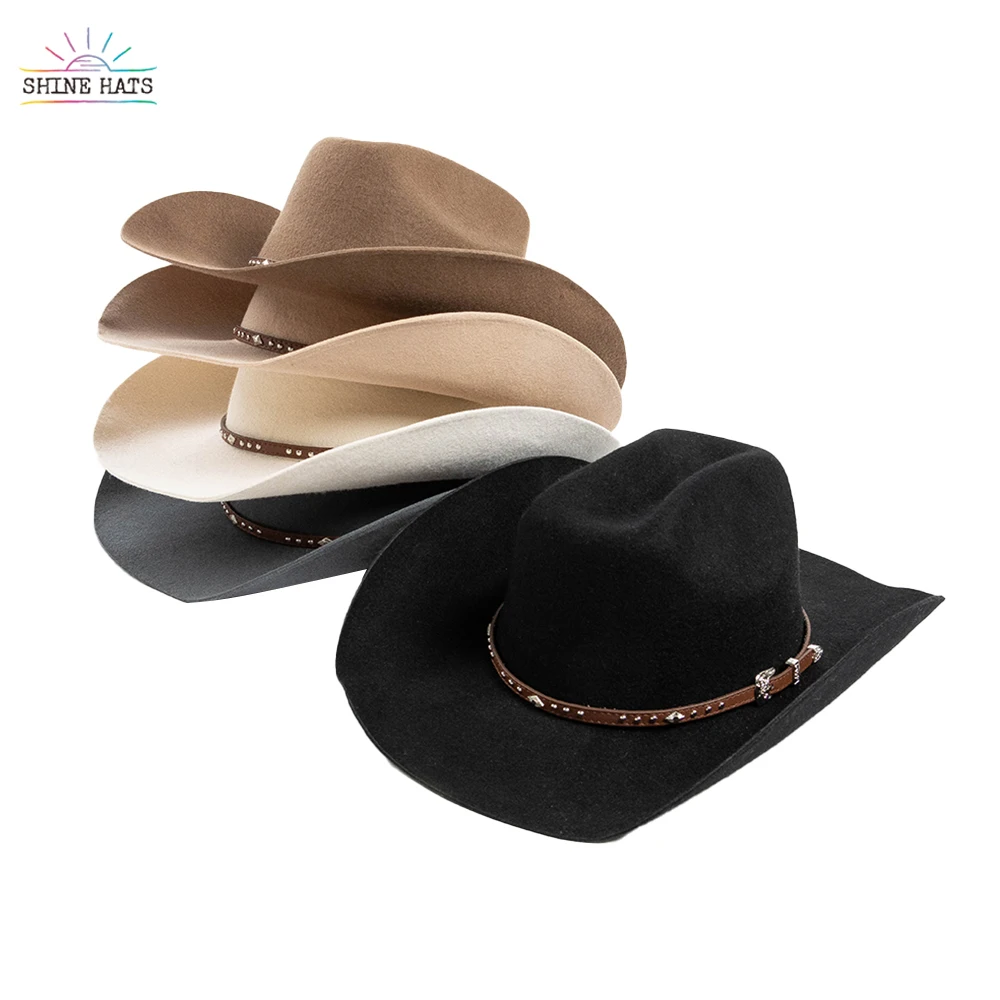 

Shinehats OEM Vintage Open Road Cowboy Fedora Hats Women Ladies Fine Wool Chic Adult Felt hats Chapeau Femme with Ribbon