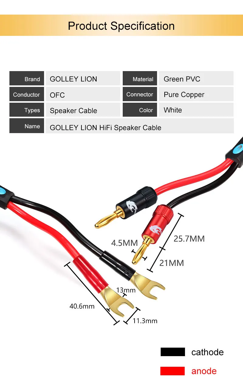 Factory Supply Low Noise Banana Plug Speaker Cable Audio For Speaker Mic