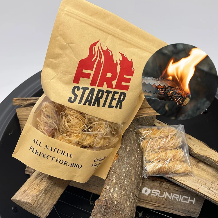 

Wood wool Fire Starters 100%All Natural Firestarters Easy Burn Fire and Charcoal Food Safe Fire Starter For BBQ& Fireplace, Beige