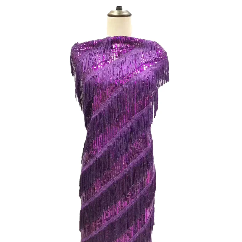 2019 New Design African Fuchsia Pink 3D Beaded Lace With Pearls And Sequins Unique Embroidery Tulle Lace Dress Fabric Hy1005-3