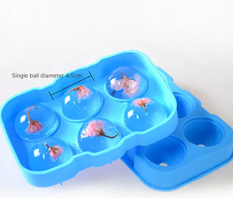 

Free Sample 6 Cavity Eco-friendly Homemade Silicone Round Ice Cube Mold
