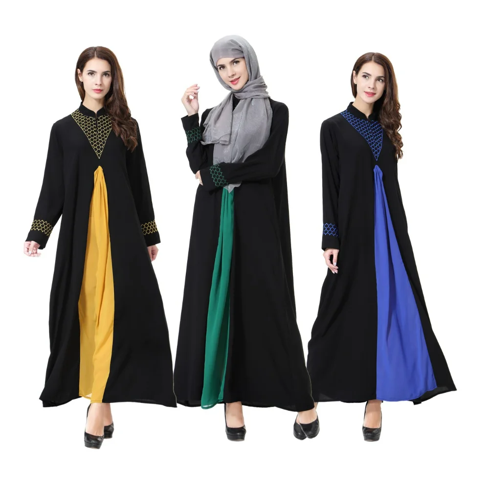 

Wholesale price islamic clothing women maxi dress muslim dubai abayas embroidered muslim dress, 3 colors