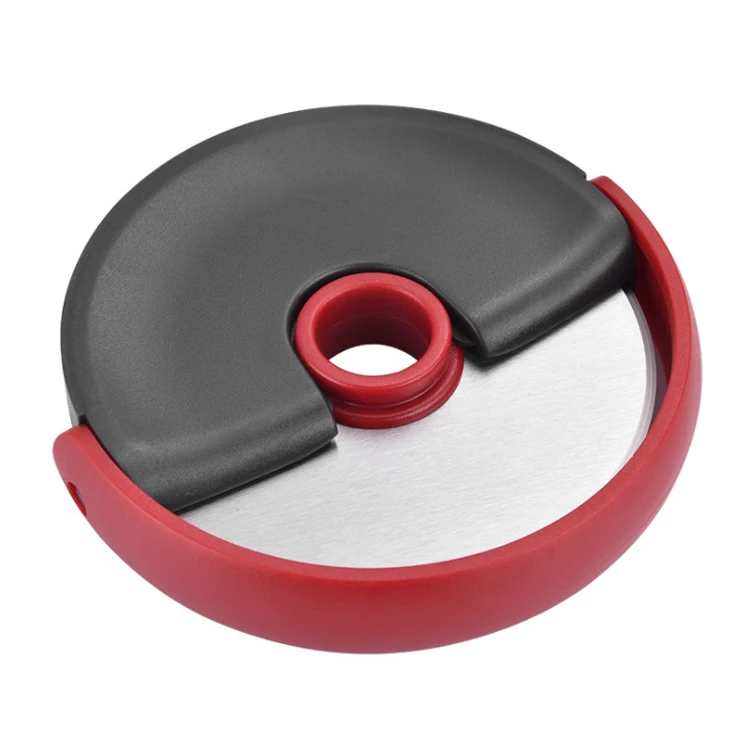 

Portable Stainless Steel Round Pizza Cutter Rocker with Blade Protector Safe Guard Kitchen Accessories