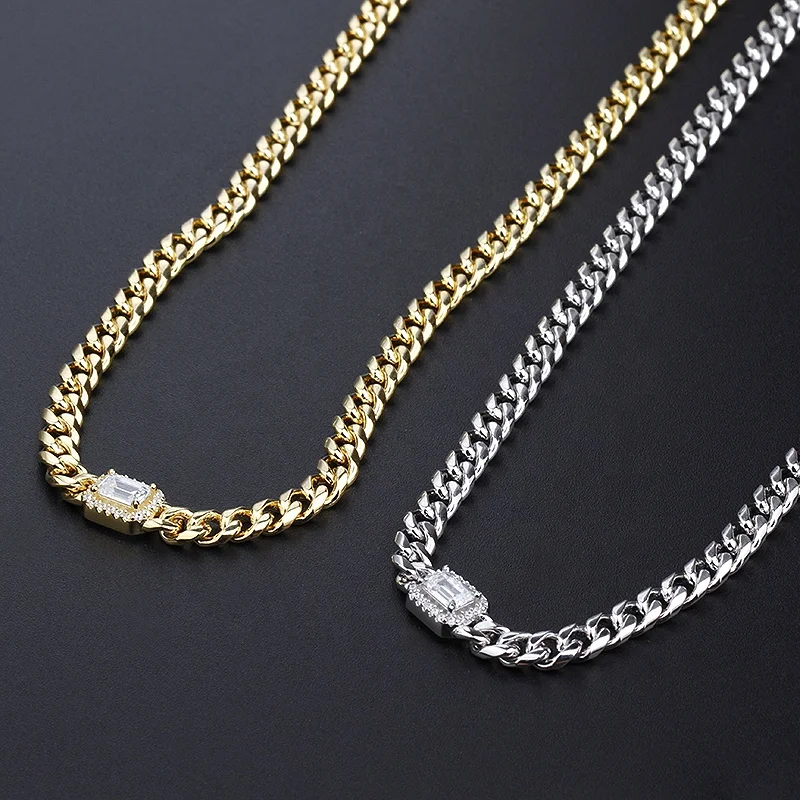 

Hot-sale 18K Gold Plated Miami Sterling Silver Cuban Link Gold Chain Necklace Men's Hip Hop Necklace Jewelry