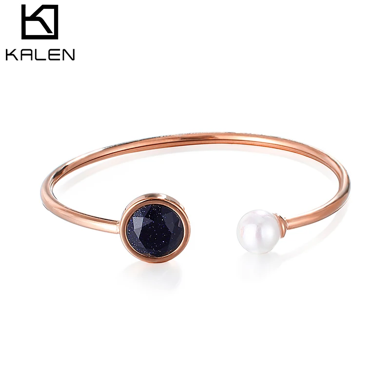 

Newest Style Round Shape Stainless Steel Cuff Bracelet With Purple Beads, Other