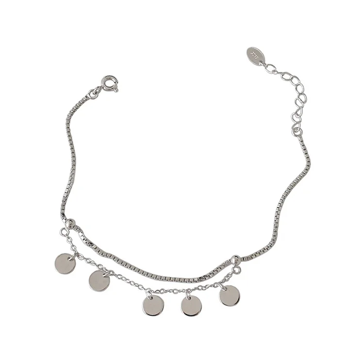 

Korean jewelry 925 sterling silver platinum gold plated link chain bean charms bangles bracelet for women