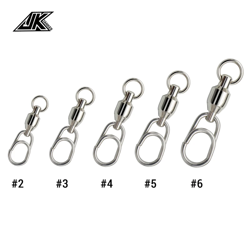 

JK Pike Fishing Accessories Connector Pin Bearing Rolling Swivel Stainless Steel Snap Fishhook Lure Swivels Tackle, Silver