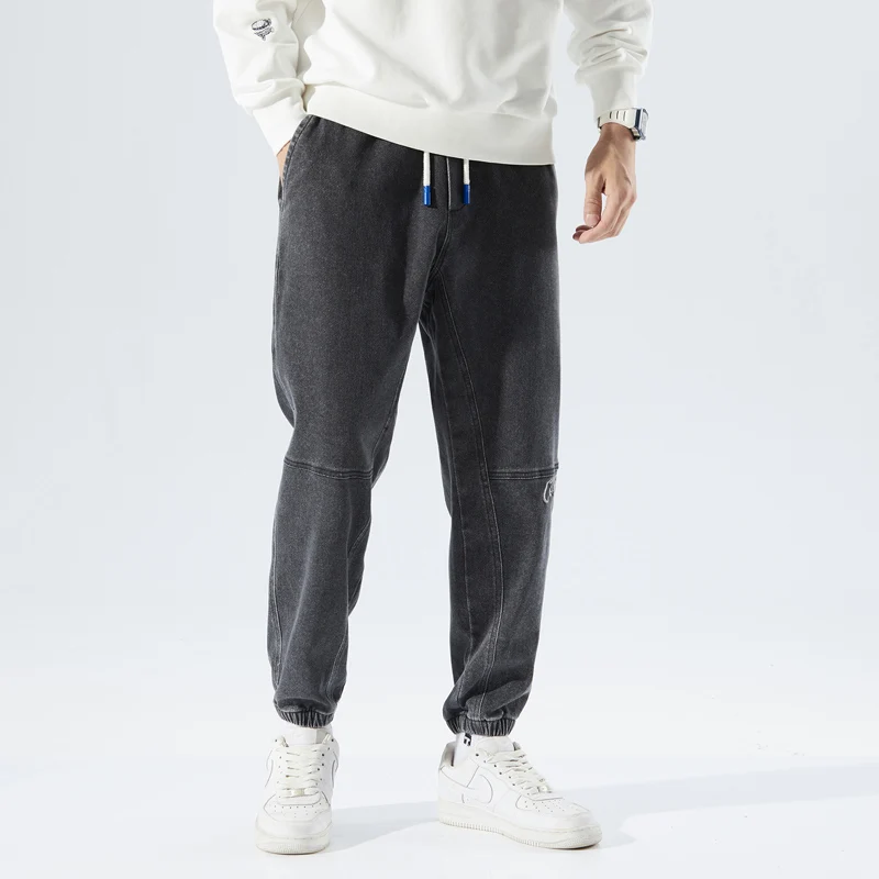 

Men's Autumn And Winter Fashion Style Jeans Plus Size Lace Up Plain Cargo Jogging Pants