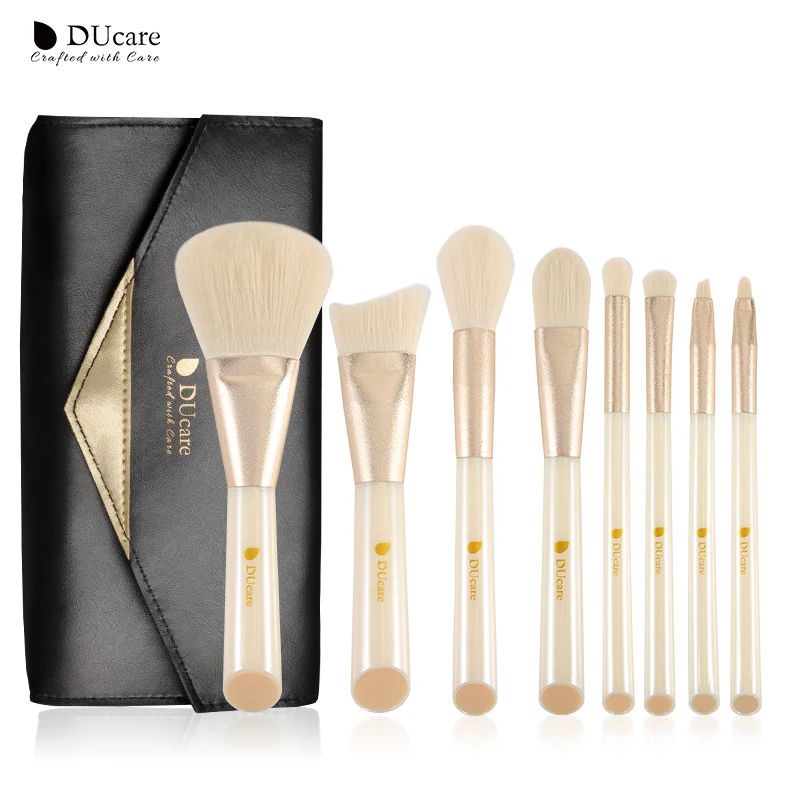 

Ducare professional 8pcs makeup brushes with bag black white pearlescent paint eyeshadow brush for makeup powder foundation