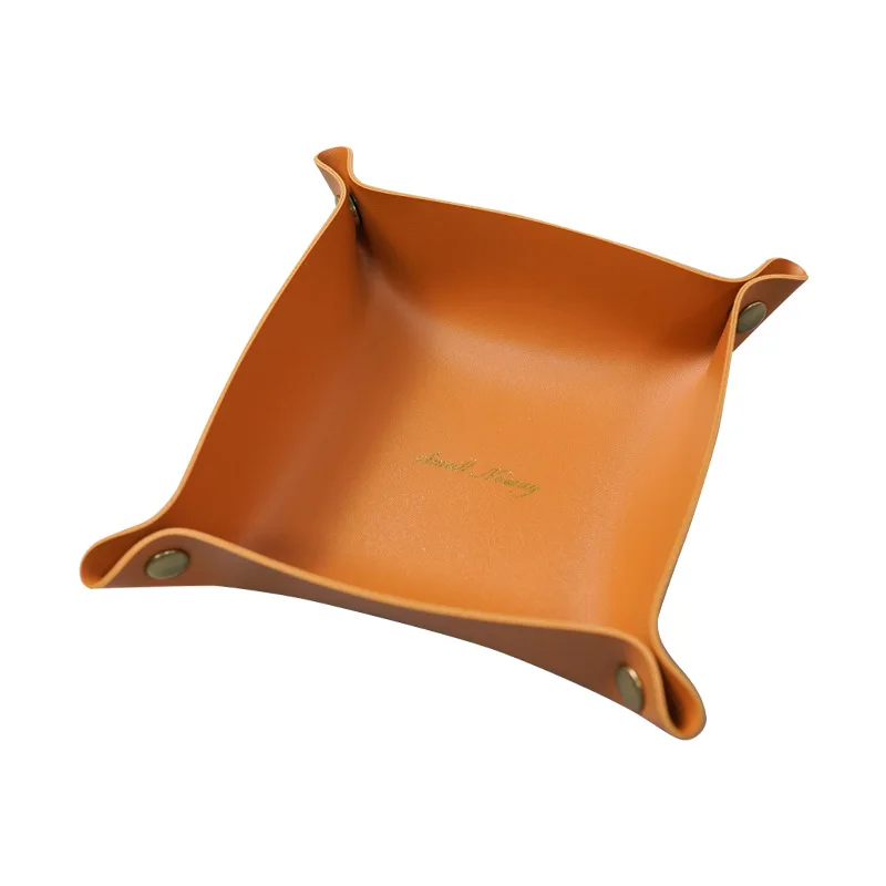 

Leather Valet Organizer Folding Storage Plate Jewelry Portable Office Home Use Desk Cosmetics Storage Tray