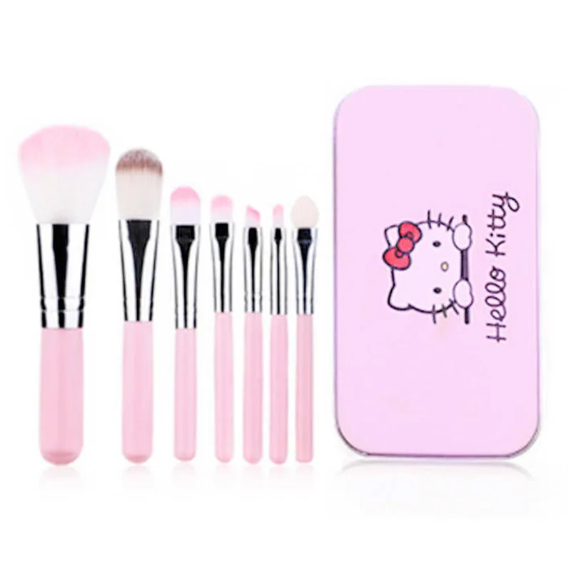 

Factory Wholesale Cute Hello Kitty 7Pcs Makeup Brushes Set With Customized Logo