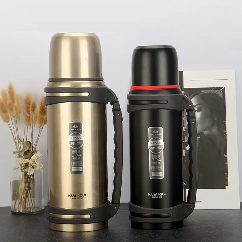 

In Stock Double Wall Camping Water Bottle Stainless Steel Vacuum Flasks with One Cup 1400ml 1800ml