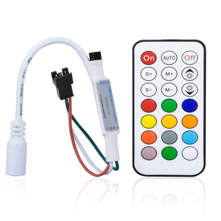 Hot sale Mini 5-24V 21 Key RF Remote Controller for WS2811 WS2812B LED Dream Color Strip Light