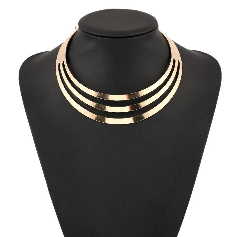 

Hot Sale Metal Multi Choker Statement Bib Collar Necklace for women, Picture