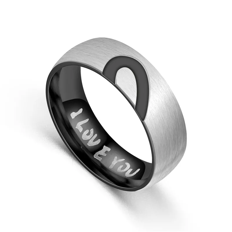

Factory Direct Sales Accessories Couple Ring Titanium Steel Wedding I Love You Ring, 2 colors or custom