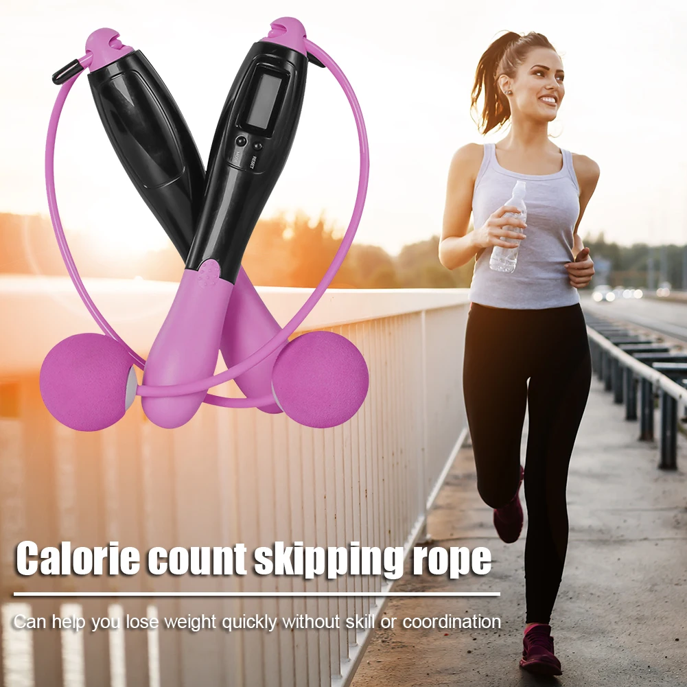 

Professional Digital Wireless Calorie Electronic Counter Skipping Rope Sport Weights Exercise Fitness Jump Ropes Workout Equipme, Black pink, black grey, black blue