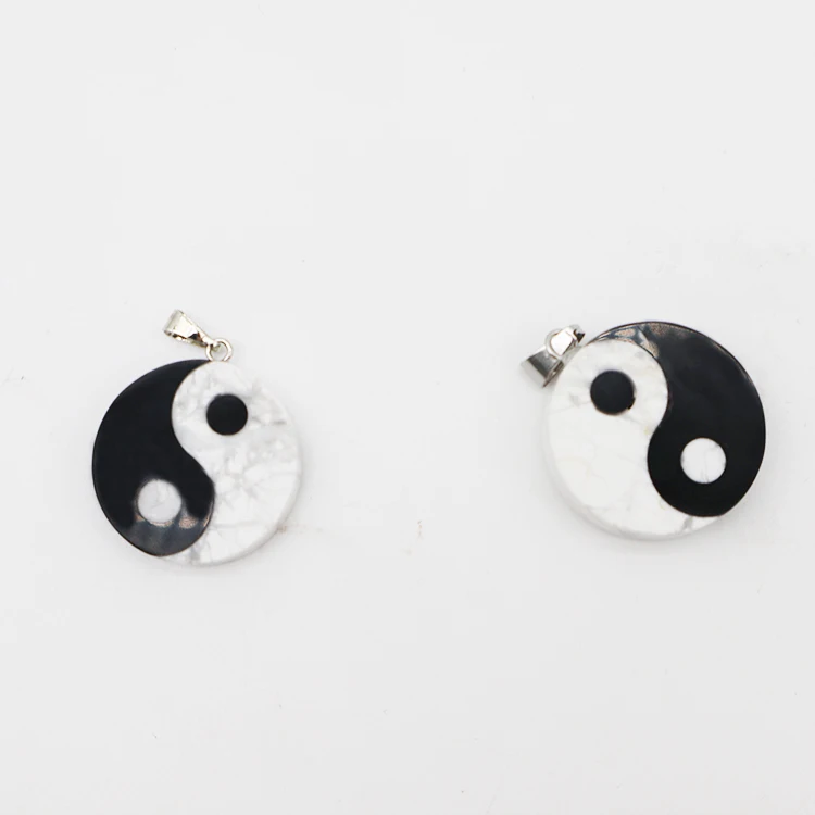 

Wholesale Natural Black Onyx Howlite Philosophy Taoist Symbol Yin-Yang Taichi Yoga Amulet Pendant