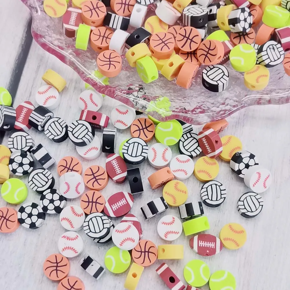 1000pcs Mix Soft Sport Ball Beads Handmade Polymer Clay Spacer Charms for DIY Necklace Bracelet Jewelry Earring Making Supplies