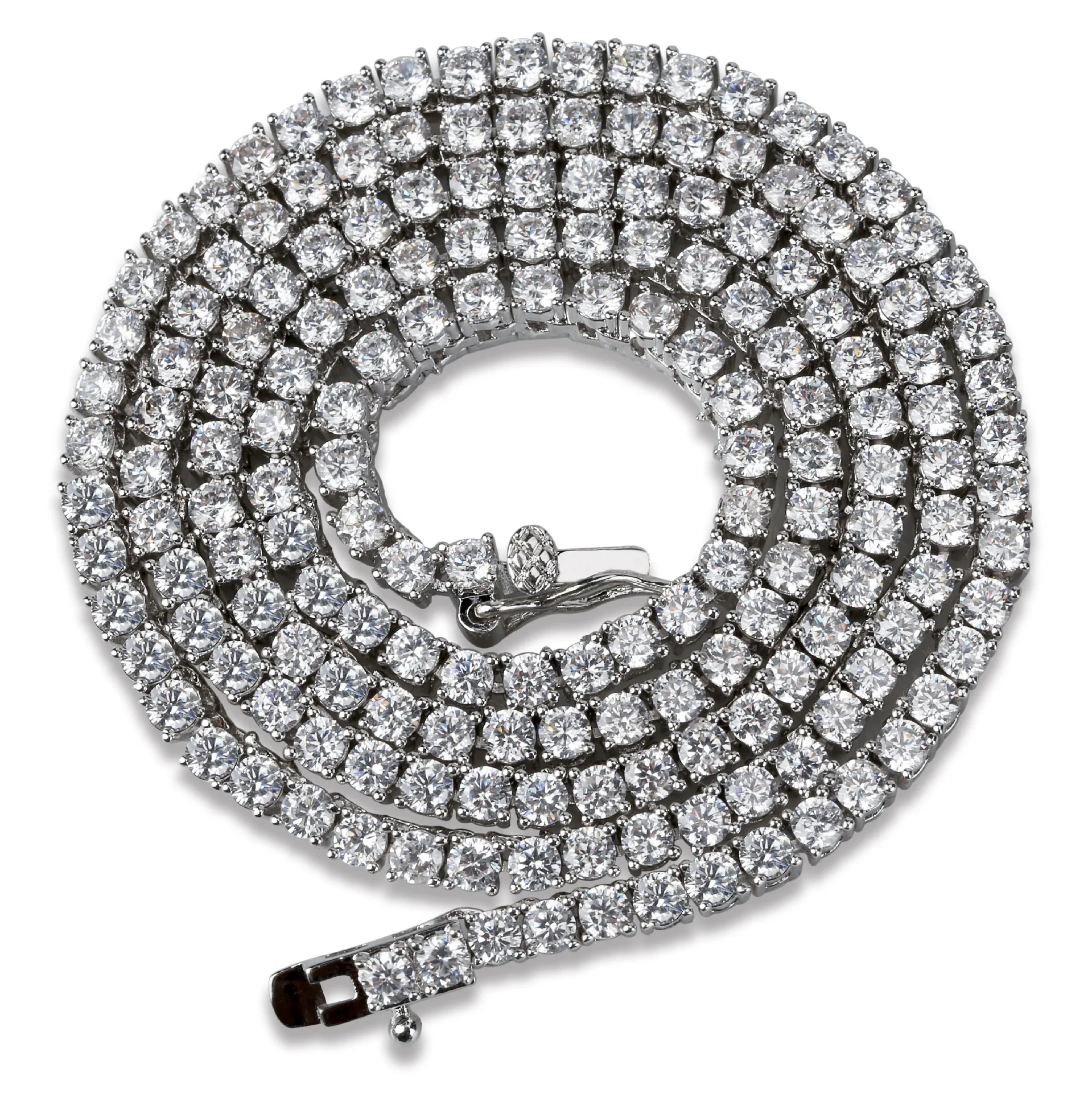

DropShip 2021 New Trend Hip Hop Jewelry Iced Out CZ Cubic Zircon Tennis Chain 2.5mm Single Layer Tennis Chain Necklace In White